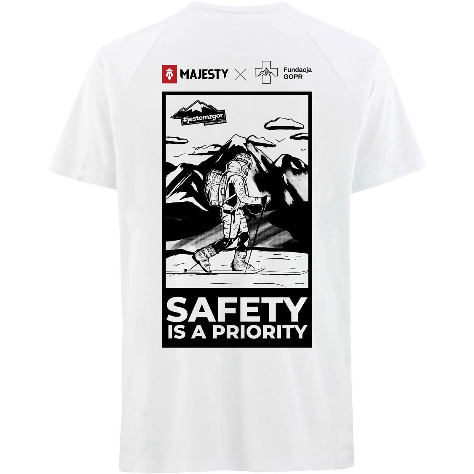 T-shirt MAJESTY x FUNDACJA GOPR SAFETY IS A PRIORITY white